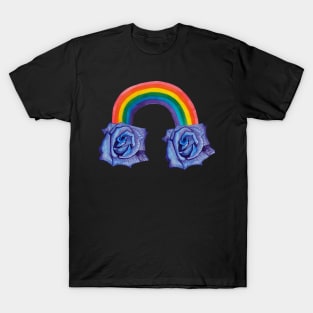 Violet rose with rainbow and clouds T-Shirt